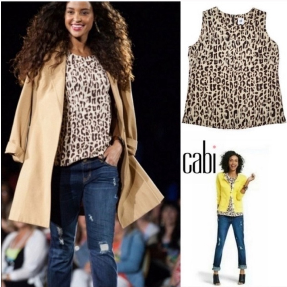 CABI Ginger Animal Print Blouse tank top #3070, size M